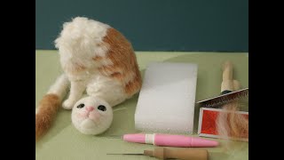 Needle felting cat Handmade wool felting DIY pet cat [upl. by Ahsilram]