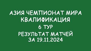 Азия Чемпионат мира Квалификация 6 тур Результат матчей за 191124 [upl. by Audrit492]