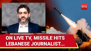 IsraelHezbollah War On Live TV Missile Hits Journalist This Happened Next  Watch [upl. by Nodnar]