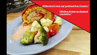 Hähnchentraum auf gedünstetem Gemüse Chicken dream on steamed vegetables Own recipe Handmade [upl. by Jordans]