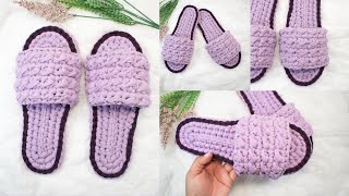 🧶Pantuflas de trapillo tejidas a CROCHET Paso a paso😉tutorial [upl. by Bone416]