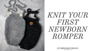 HOW TO KNIT A NEWBORN ROMPER  BABY PHOTOGRAPHY PROP  BEGINNER KNITTING PROJECT [upl. by Ybloc]