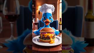 Cute Duckling Makes a SuperSized Burger Duck Funny Food Cute [upl. by Danie49]