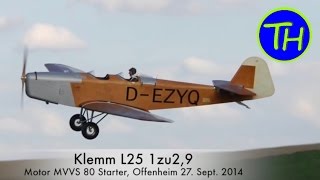 Klemm L25 Erstflug 1zu3 450cm MVVS 80 Starter [upl. by Esej]