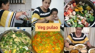 veg pulao recipeveg pulao Maine simple tarike se Banaya aur sath mein uble Aalu tamatar ki sabji [upl. by Ialohcin122]