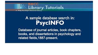 PsycINFO a sample database search via BMCC Library [upl. by Dnalevelc]