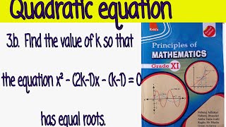 3b Find the value of k so that the equation x2 2k1x  k1 0 has equal roots [upl. by Yerahcaz228]