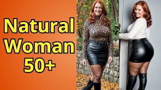 Leather Mini Skirt and Black Boots for Natural Older Women Over 50  Fashion Tips [upl. by Irahcaz]