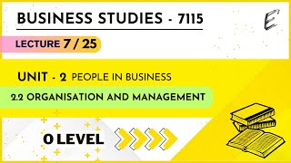 Class 7  Organisation and management O Level Business Studies  7115 [upl. by Olzsal]