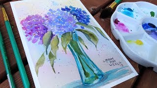 How To Paint Hydrangea Flowers Beginner Watercolor Tutorial [upl. by Adnorrehs148]