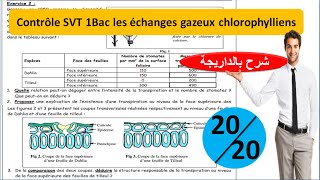 contrôle SVT 1bac les échanges gazeux chlorophylliens شرح بالداريجة [upl. by Karalynn]