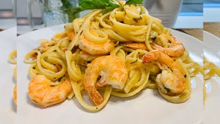 Linguine ai gamberi  Pasta mit Garnelen  pasta with prawns 🦐 [upl. by Bittner]