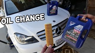 HOW TO CHANGE ENGINE OIL ON MERCEDES W204 C180 C200 C250 Oil Capacity [upl. by Itsirhc]