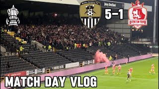 PYROS THROWN AS ALFRETON TAKE SHOCK LEAD IN THE FA CUP  BUT NOTTS COUNTY HIT 5 [upl. by Nahgem196]