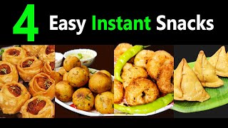 4 easy amp quick snacks recipes  4 Crispy Instant Snacks  MustTry Party Finger Food Ideas  Starter [upl. by Etnoval]