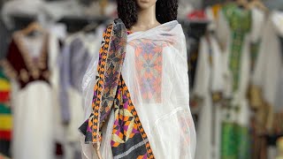 LOVELY Habesha Kemis  Purple Orange Black and Gold Ethiopian Cultural Dress 2021 Shorts [upl. by Caresa]