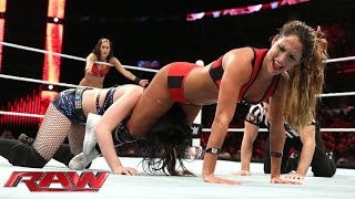 Paige vs The Bella Twins  2on1 Handicap Match Raw June 15 2015 [upl. by Sherill]