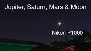 Nikon P1000 View of 3 Planets amp the 41 Moon [upl. by Wilek]