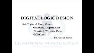 BinaryCodes  Weighted Codes  Self Complementing Codes  BCD code [upl. by Terti]