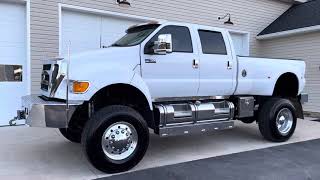 2007 FORD F650 MONSTER CAT DIESEL 4X4 SUPER TRUCK 46 INCH TIRES AND KELDERMAN AIR RIDE [upl. by Nosna]