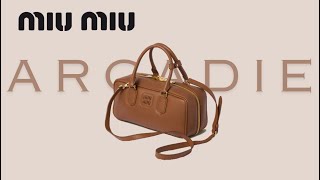 ReviewUnboxing Túi MiuMiu Arcadie Cognac Leather bag 27cm  cực kỳ nóng cho mùa này cháy hàng 🚀 [upl. by Anair]