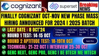 Cognizant Superset Mass Hiring For 2024  2025 Batch  Finally New Phase OFF Campus Hiring Announced [upl. by Northrop613]