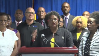 Prime Minister Mottley Press Briefing meeting of social partners [upl. by Peih603]