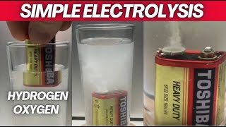 Electrolysis Experiment 9V Battery in Saltwater Produces Hydrogen and Oxygen [upl. by Ymar380]