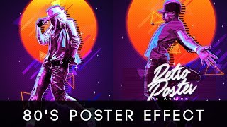 Photoshop Tutorial  80s Poster Photoshop Effect in few clicks [upl. by Feliza685]