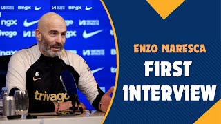 Enzo Maresca FIRST INTERVIEW As Chelsea Head Coach [upl. by Vtehsta]