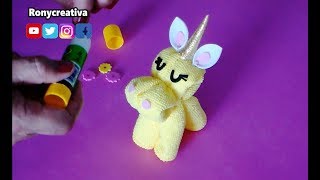 Como hacer un hermoso UNICORNIO de toalla  DIY unicorn towel  Ronycreativa manualidades [upl. by Rochemont]