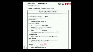 Flanders Conference Hotel Ielts Listening 2024 ielts trending  latest listening 2024 Part1 [upl. by Nalahs]