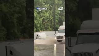 Big rig gets swept away by floodwaters in Texas [upl. by Irehc128]