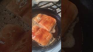 Basting Salmon food cooking asmr fish satisfying [upl. by Akkinahs778]