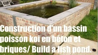 Construction dun bassin poisson koi en béton et briques  How to build a Koi Pond concrete 🐠 🐟 🐡 [upl. by Adnav293]