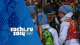 Biathlon Mixed Relay  Norway Win Gold  Sochi 2014 Winter Olympics [upl. by Mcclimans]