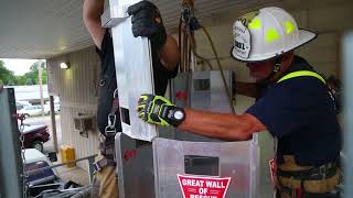 Moorland and Ravenna firefighters practice with grain bin rescue tube [upl. by Nyltac]