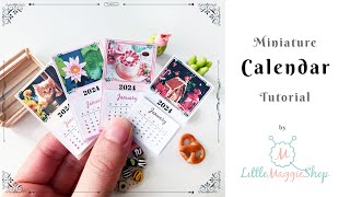 How to Make Miniature Dollhouse Calendar With Tearoff Pages  Tutorial Free Sheet Included [upl. by Ellemac13]