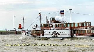 Historical steam wheeler FREYA Historischer Raddampfer BJ 1905 with typhon Horn [upl. by Petrick]