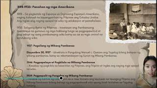 KASAYSAYAN NG PAGUNLAD NG WIKANG FILIPINO [upl. by Aisatnaf]