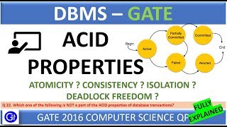 GATE 2016 CS Q22  Which one of the following is NOT a part of the ACID properties [upl. by Anneh]