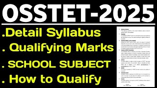 OSSTET2025 Detail Syllabus Qualifying Marks School Subject How to Qualify  MASTER BRAIN IQ [upl. by Elitnahc]