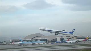 Goodyear Blimp  ANA 777 takeoff at LAX [upl. by Orutra]