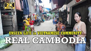 HIDDEN VIETNAMESE COMMUNITY ALLEY in PHNOM PENH CITY CAMBODIA  2K Walk Tour [upl. by Nameerf]