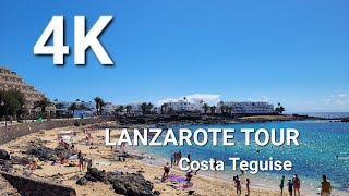 《4K》LANZAROTE COSTA TEGUISE TOUR ☀️Beach Bars and Restaurants🚶‍♀️AM WALKIN HERE [upl. by Codding]