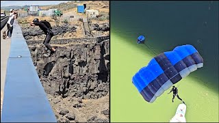 Witnessed Base Jumping off Perrine Memorial Bridge in Twin Falls Idaho 4K 60FPS idaho basejumping [upl. by Johnette]