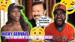 Ricky Gervais Golden Globes MonologueRickey went CRAZY on them folks BLACK COUPLE REACTS [upl. by Annaicul882]