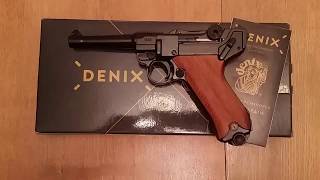 Luger Parabellum деревянные накладки Parabellum Luger wooden grips Denix replica 1143M [upl. by Sivek454]