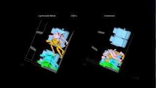 NTSB animation of simulation of New York City motorcoach crash occupant kinematics [upl. by Aissatsana]