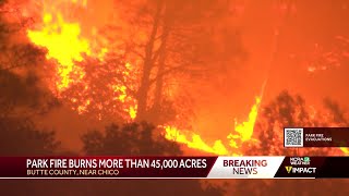 Park Fire  Northern California wildfire rapidly burns [upl. by Hudis]